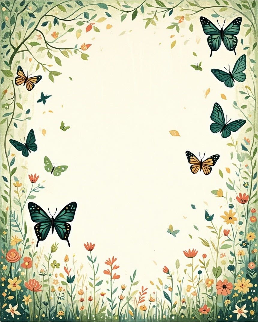 Whimsical Butterflies And Floral Meadow Design Rug
