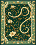 Serpentine Floral Botanical Art Nouveau Rug