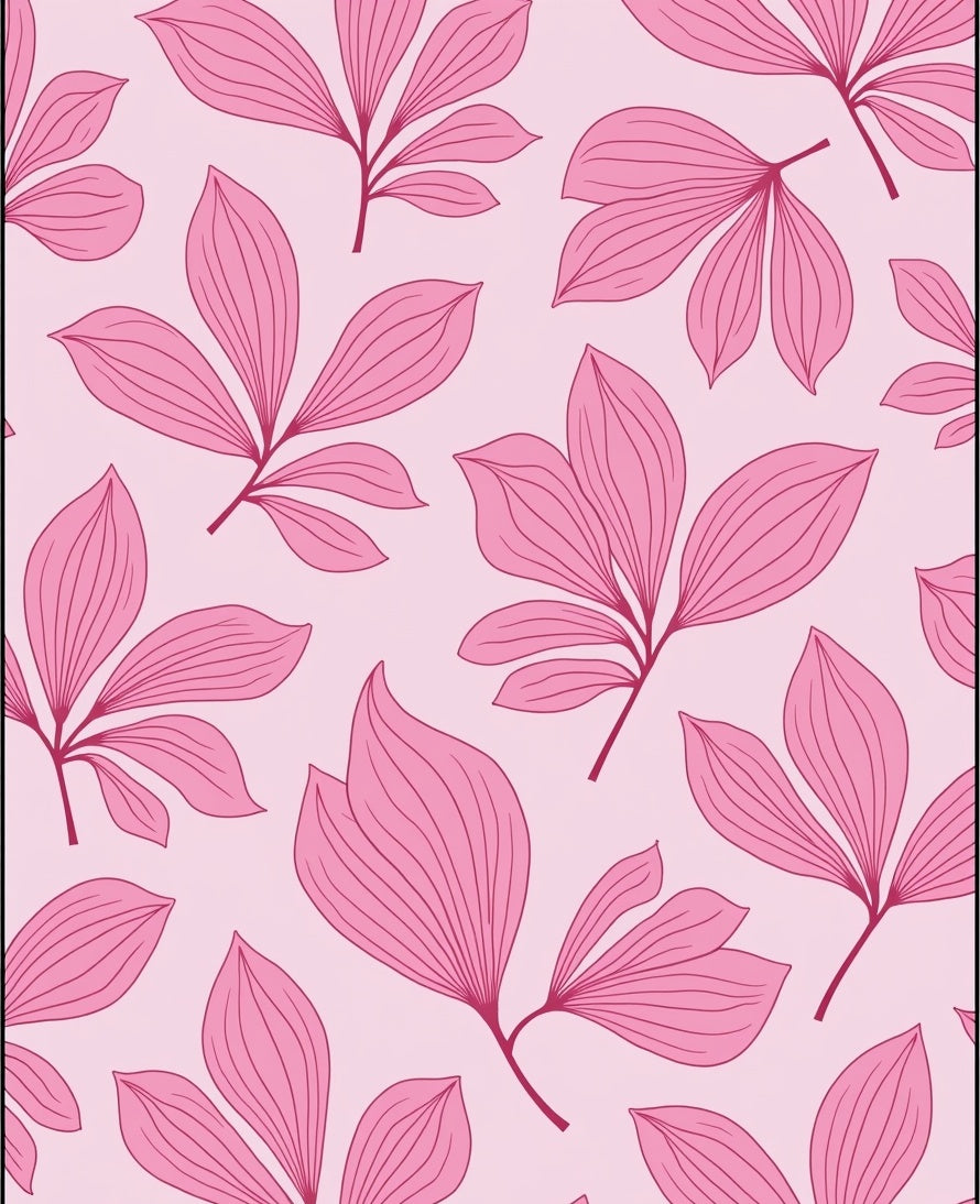 Pink Leaf Pattern Design Rug