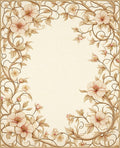 Beige Floral Vines Design Rug