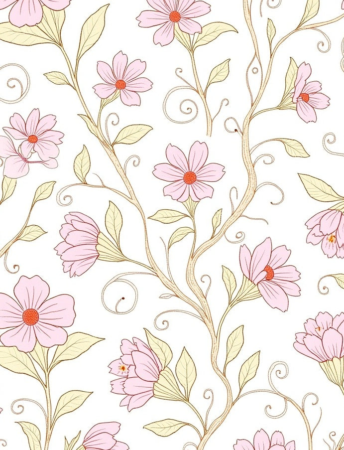 Pastel Bloom Vine Pattern Rug
