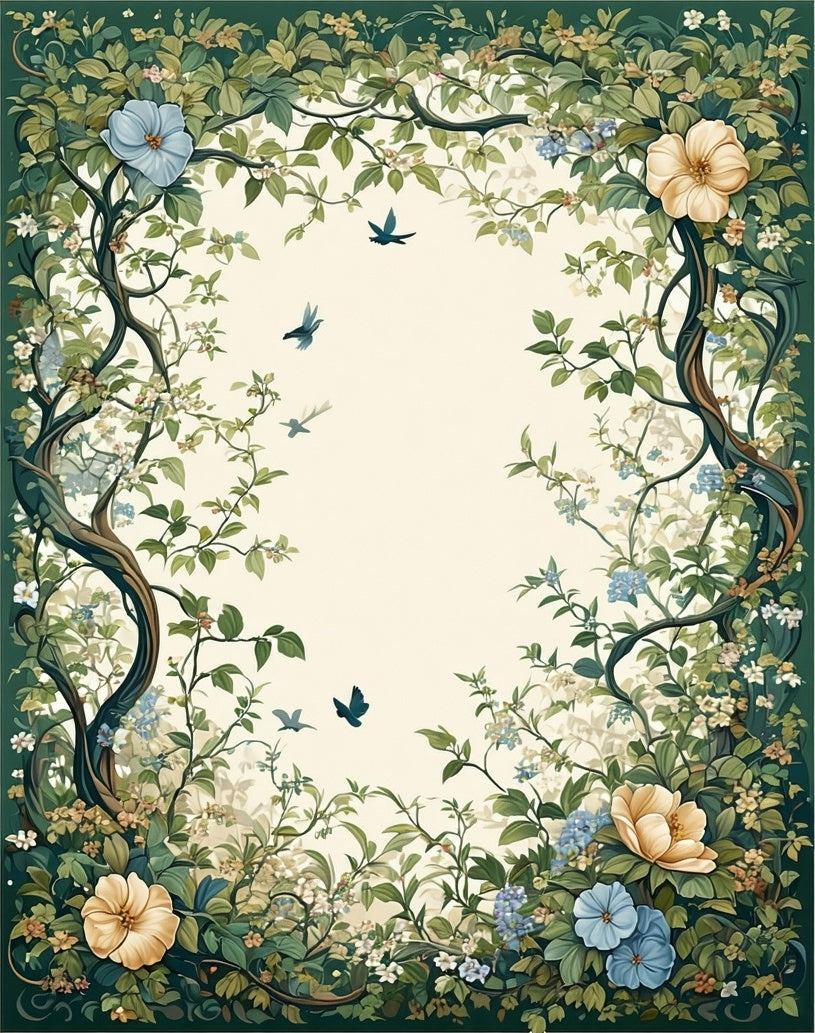 Enchanted Woodland Floral Birds Rug