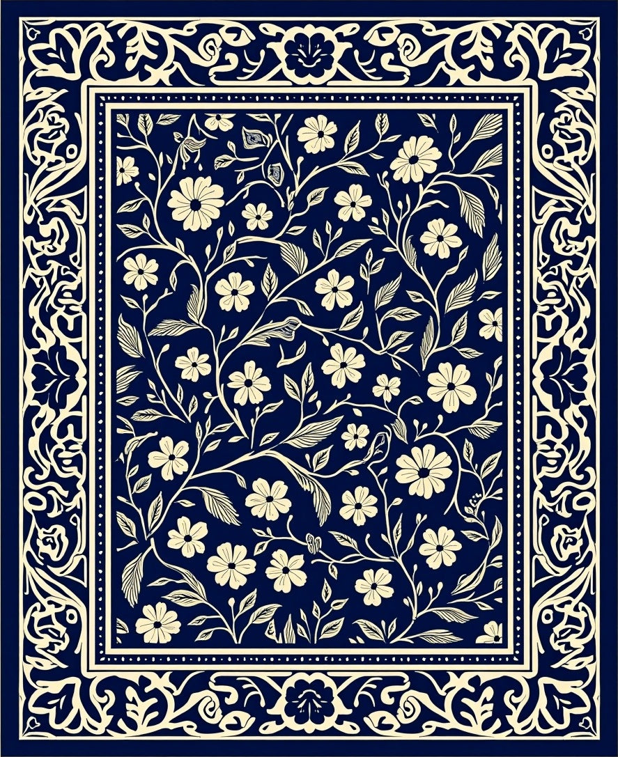 Classic Dark Floral Vine Rug