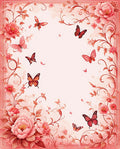 Pink Floral Butterfly Gentle Pattern Rug