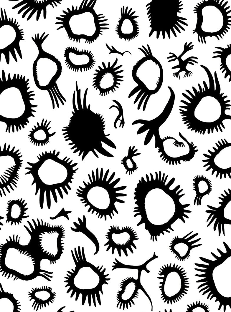 Abstract Organic Black White Pattern Rug