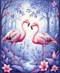 Pink Flamingos With Forest Delight Rug
