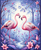 Pink Flamingos With Forest Delight Rug