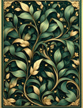 Dark Green Floral Botanical Vines Rug