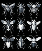 Monochromatic Insect Collection Pattern Rug