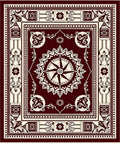 Ornate Compass Rose Intricate Design Rug