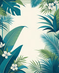 Tropical Leaf Flower Whimsical Design Rug
