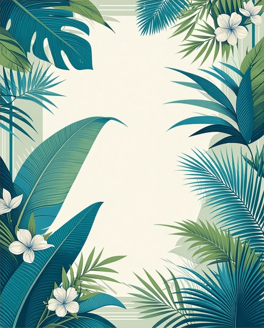Tropical Leaf Flower Whimsical Design Rug