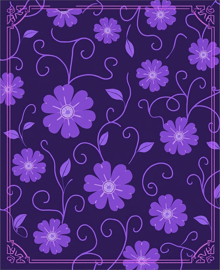 Purple Floral Vine Pattern Rug