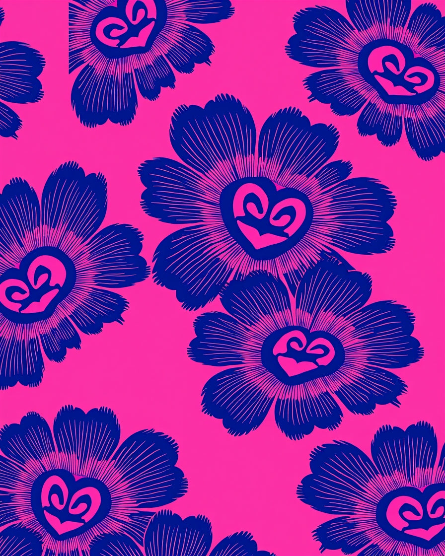 Bold Flower hearts Pattern Rug