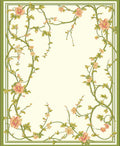 Floral Vine Bordered Naturalistic Design Rug