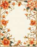 Vibrant Orange Floral Vine Pattern Rug