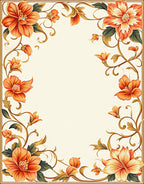 Vibrant Orange Floral Vine Pattern Rug