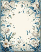 Elegant White Floral Vine Pattern Rug