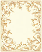 Ornate Regal Scrollwork Border Design Rug