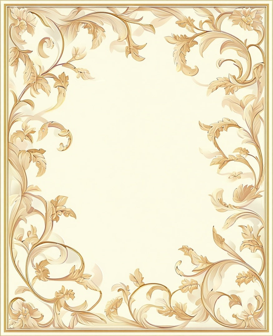 Ornate Regal Scrollwork Border Design Rug