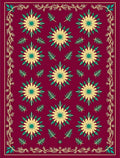 Crimson Floral Bloom Border Rug