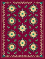 Crimson Floral Bloom Border Rug