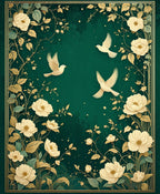 Elegant Floral Bird Garden Scene Rug