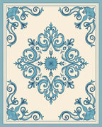 Classic Sky Blue Floral Medallion Rug