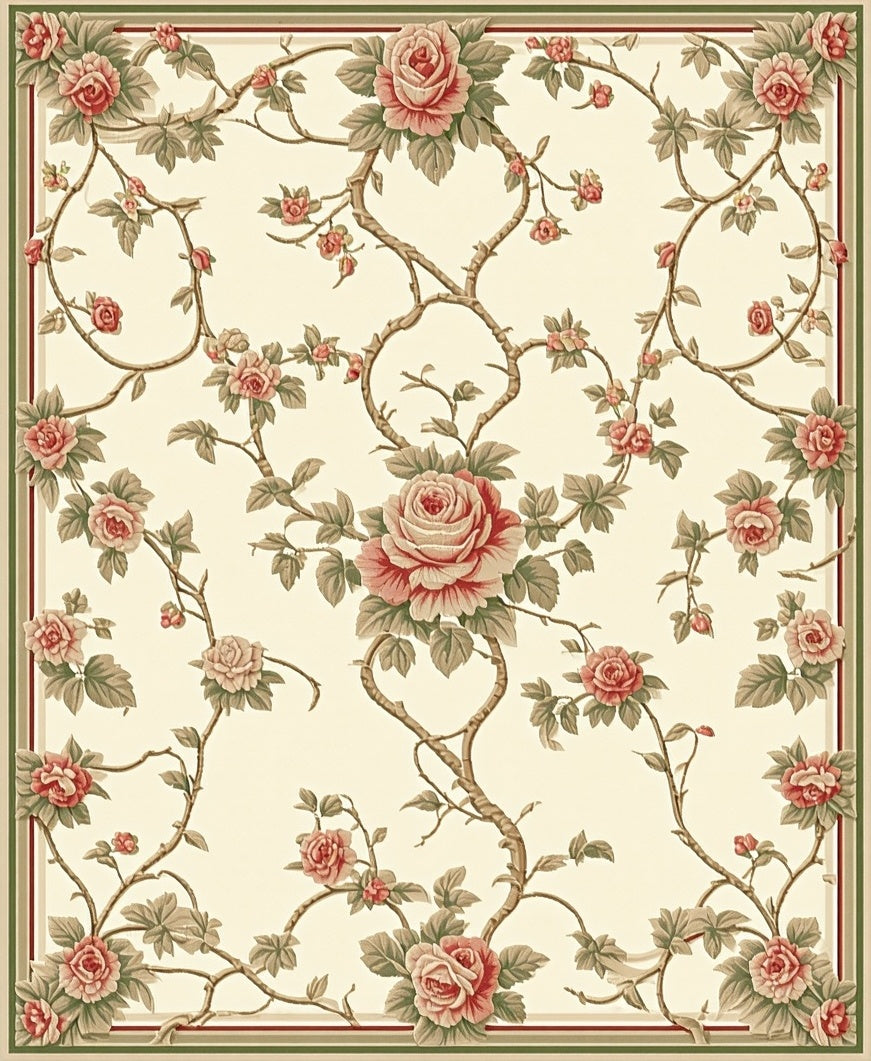 Classic Floral Vine Patterned Rug