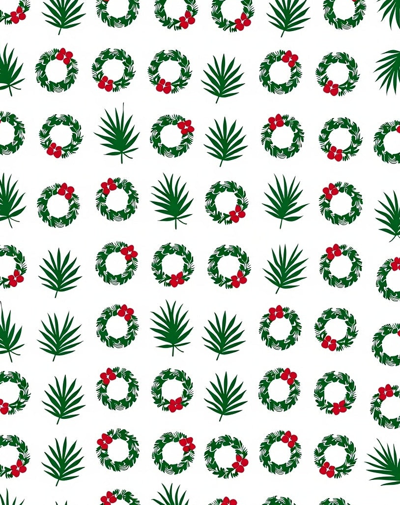 Green Leaf Red Berry Wreath Arrangement Rug
