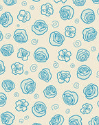 Hand-Drawn Blue Floral Swirl Pattern Rug