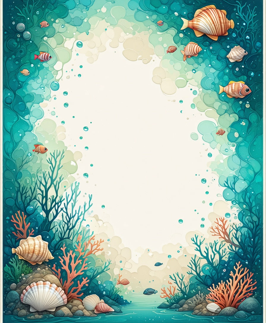 Ocean Life Fish Coral Shell Pattern Rug