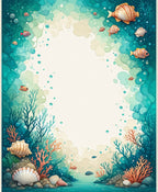 Ocean Life Fish Coral Shell Pattern Rug
