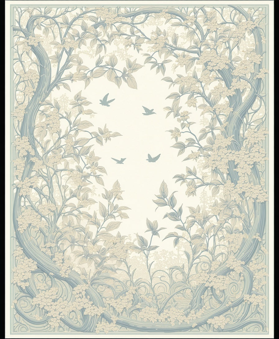 Verdant Woodland Birds Pattern Rug