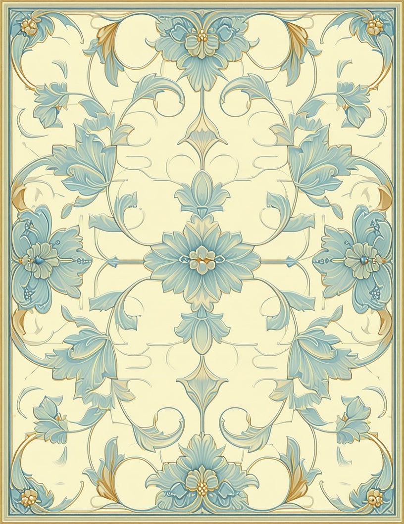 Vintage Floral Scrollwork Design Rug