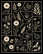 Botanical Line Art Nature Inspired Design Rug