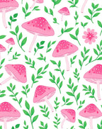Pink Mushroom Woodland Botanical Design Rug