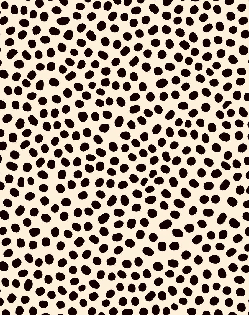 Spotted Patterned Ivory Black Rug