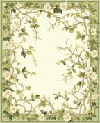 Elegant Floral Vine Border Design Rug