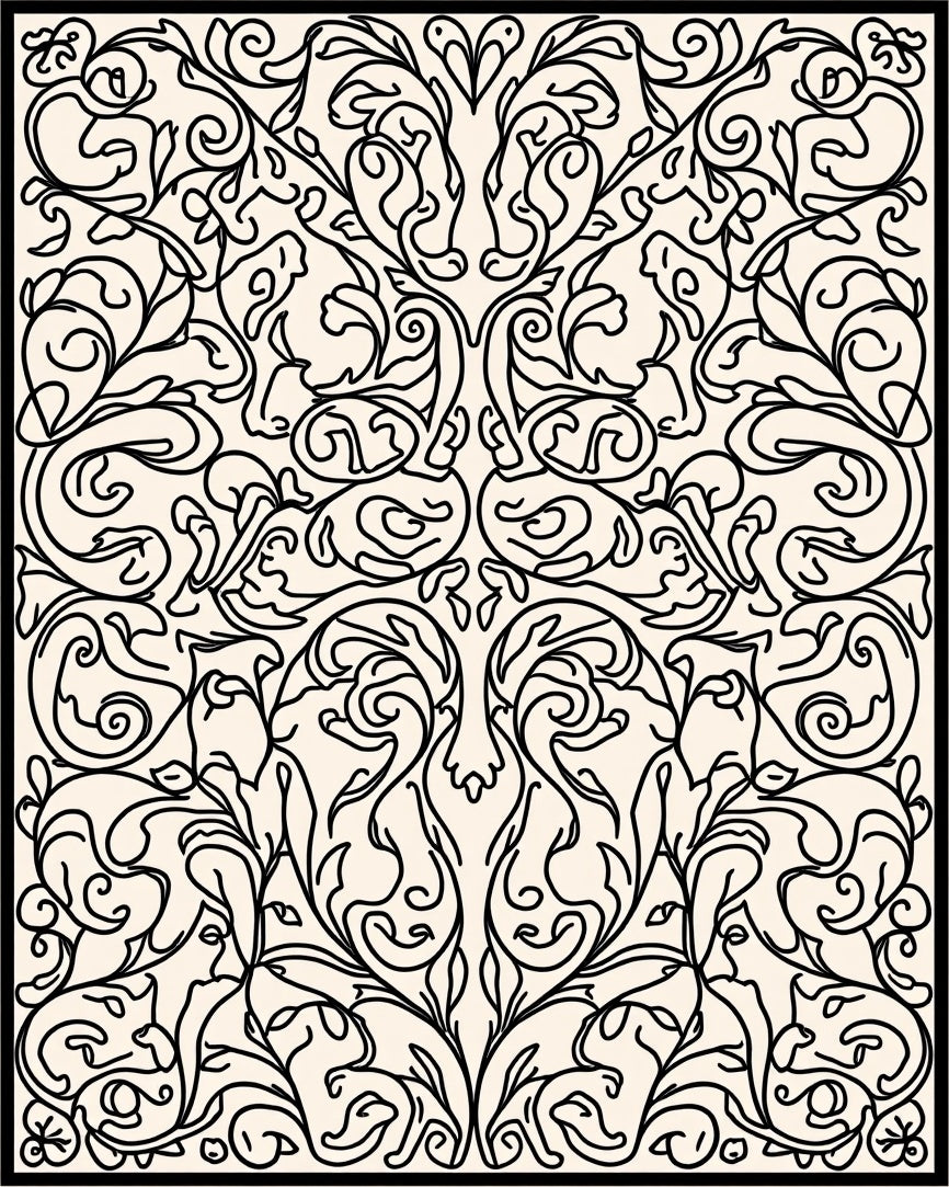 Elegant Floral Vine Scroll Pattern Rug