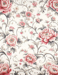 Elegant Pink Peony Floral Vine Design Rug
