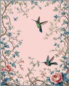Hummingbird Blossom Delicate Floral Pattern Rug