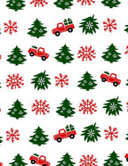 Red Truck Snowflakes Christmas Trees Rug