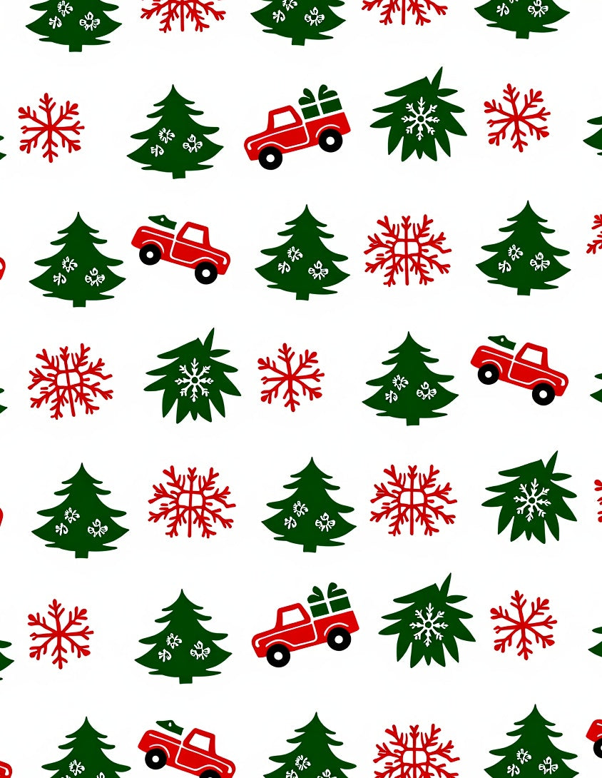 Red Truck Snowflakes Christmas Trees Rug