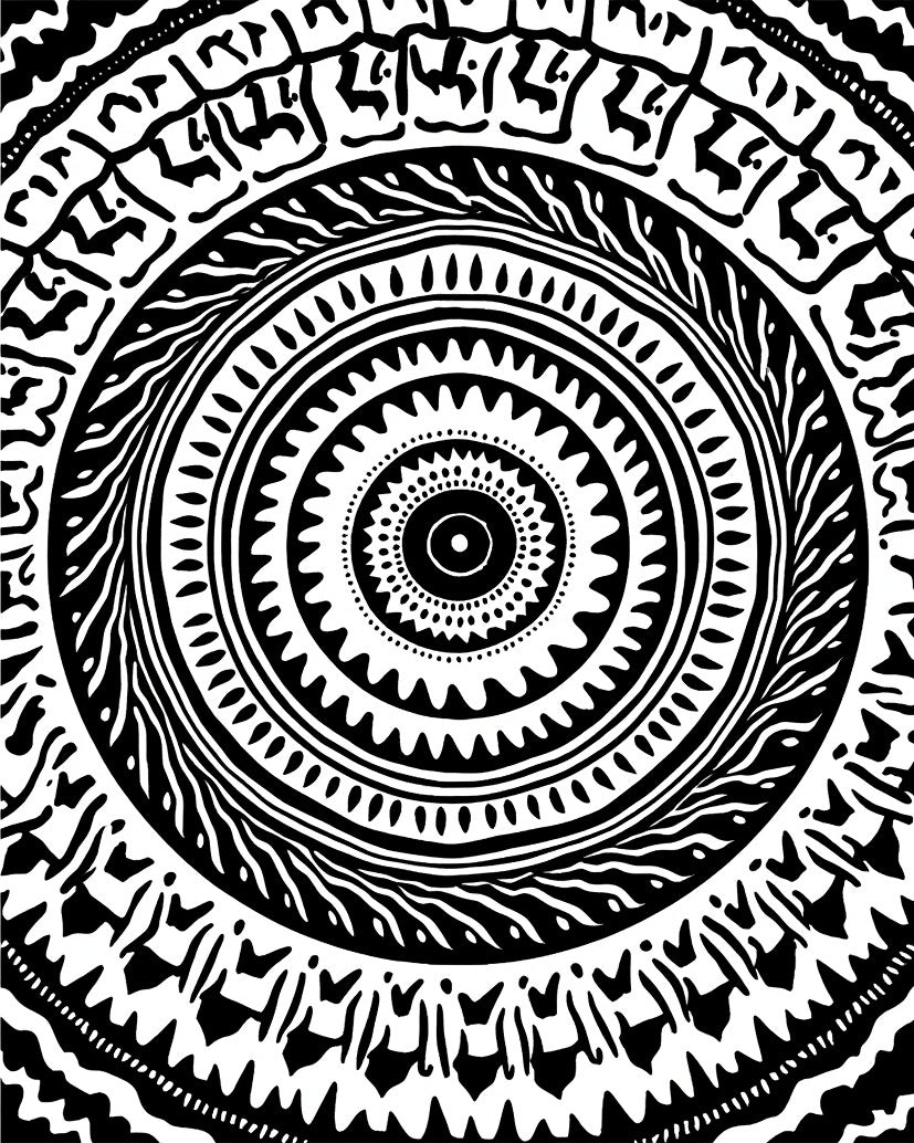 Black White Intricate Mandala Pattern Rug