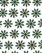 Green and Red Snowflake Repeating Pattern Rug