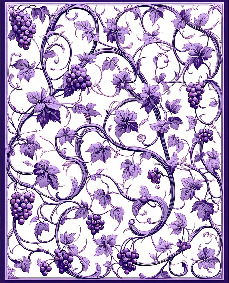 Purple Grapevine Art Nouveau Pattern Rug