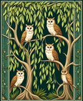 Whimsical Owls In Willow Tree Tapestry Rug