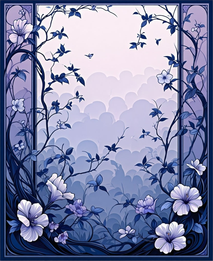 Floral Whimsy Cloud Blue Pattern Design Rug