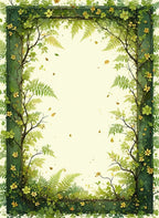 Green Vine Fern Floral Pattern Rug
